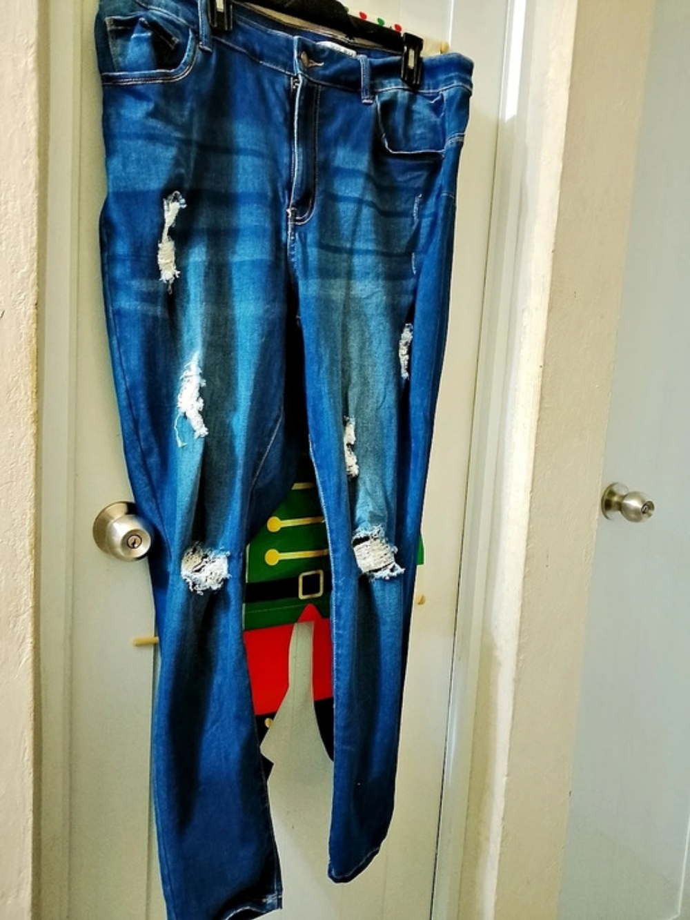 Wax Jean Butt, I Love You! Distressed Skinny Jeans Blue Size 18